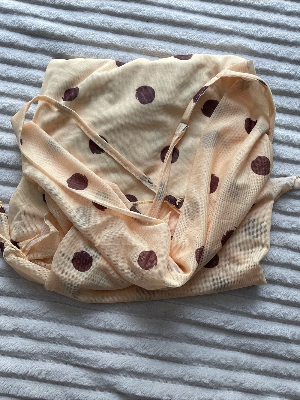 SHEIN Peach Polka Dot Sheer Slip Dress with Brown Dots